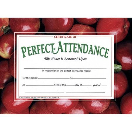 HAYES Hayes School Publishing H-Va513 Certificates Perfect Attendance-36/Pk 8-1/2 X 11 With Apples H-VA513